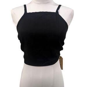 Insight Black Bahama Hanky Crop Top Tie Open Back Strappy Small Resort Summer
